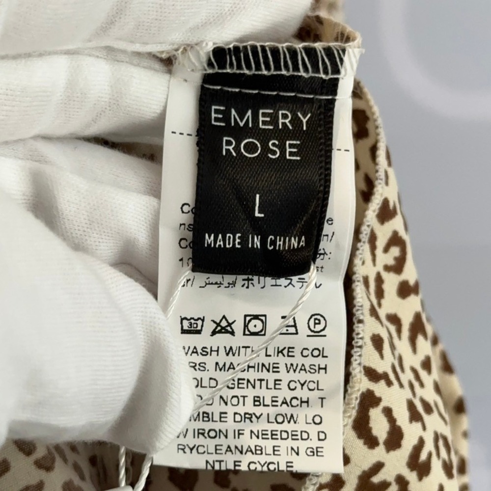 Emery Rose Leopard Print Babydoll Dress Brown Sleeves Tiered Casual SZ L - Picture 4 of 16